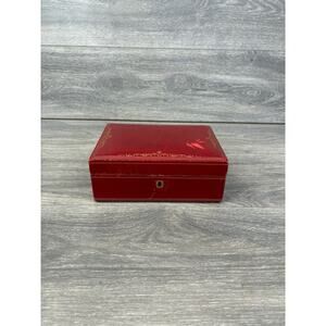 Vintage Large Lord & Taylor Leather Jewelry Box, Velvet Lining Italy Missing Key